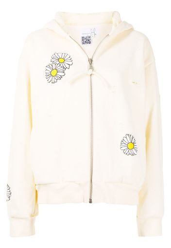 Natasha Zinko ditsy-print zip-up hoodie - Giallo