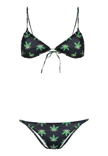 Natasha Zinko Bikini Cannabis con stampa - Nero