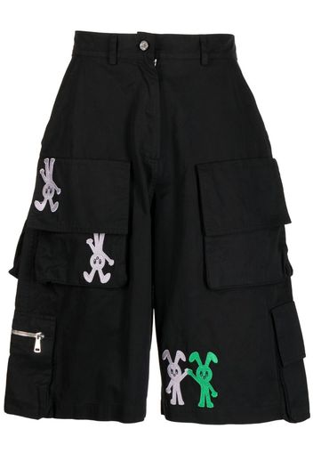 Natasha Zinko logo-embroidered cotton cargo shorts - Nero