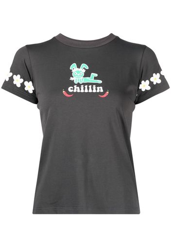 Natasha Zinko T-shirt Chillin con stampa grafica - Grigio