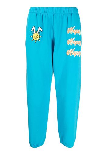 Natasha Zinko Pantaloni sportivi con stampa Happy - Blu