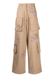 Natasha Zinko logo-print cotton cargo pants - Marrone