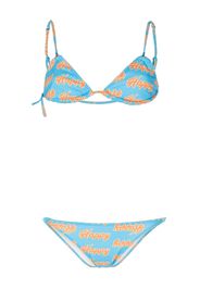 Natasha Zinko Bikini con stampa Happy - Blu