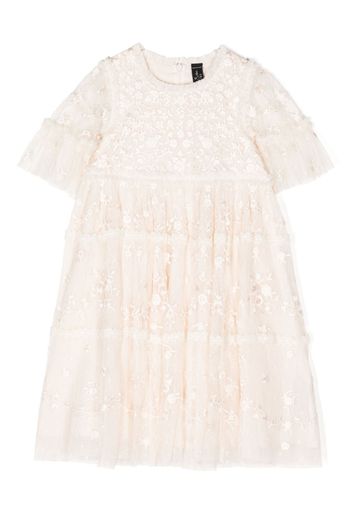 NEEDLE & THREAD KIDS Sweetheart floral-lace dress - Bianco