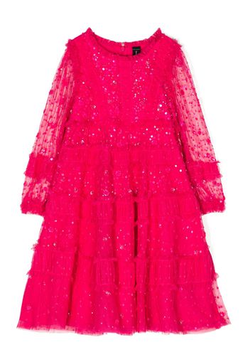 NEEDLE & THREAD KIDS Violet Shimmer long-sleeved dress - Rosa