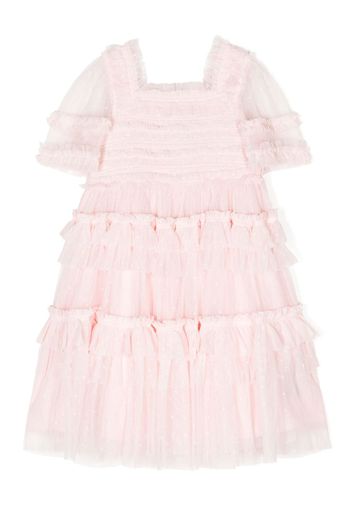 NEEDLE & THREAD KIDS Peaches smocked layered dress - Rosa