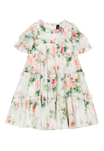 NEEDLE & THREAD KIDS floral-print flared dress - Bianco