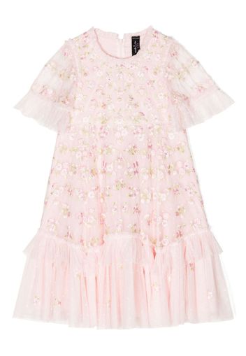 NEEDLE & THREAD KIDS Primrose floral-embroidered dress - Rosa