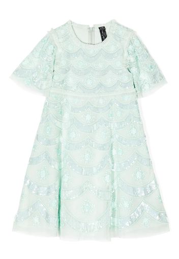 Needle & Thread Fifi floral-embroidered sequin dress - Verde