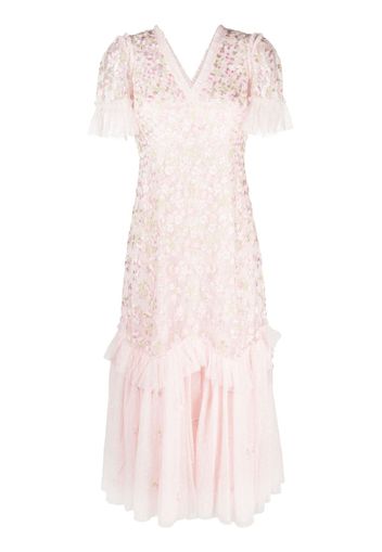 Needle & Thread Primrose floral-embroidered tulle dress - Rosa
