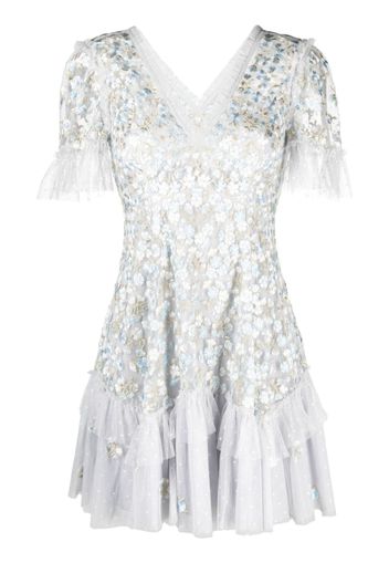 Needle & Thread Primrose floral-embroidered dress - Grigio