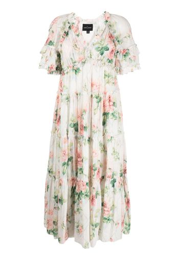 Needle & Thread Harlequin floral-print long-dress - Bianco