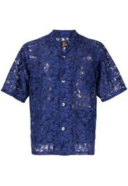 Needles floral-lace button-up shirt - Blu