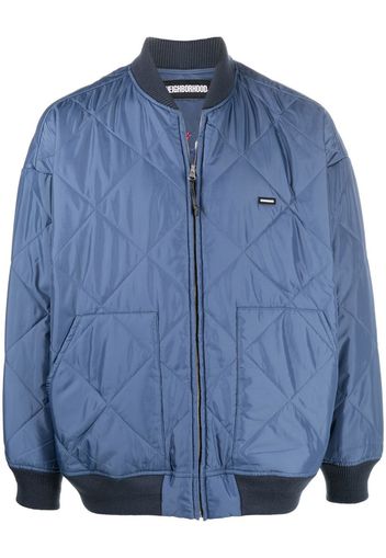 Neighborhood embroidered-design quilted jacket - Blu