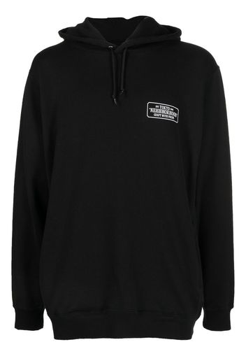 Neighborhood chest logo-patch detail hoodie - Nero