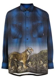 Neighborhood tiger-print visual-effect shirt - Blu