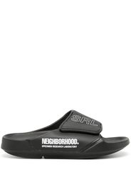 Neighborhood logo-print touch-strap slides - Nero