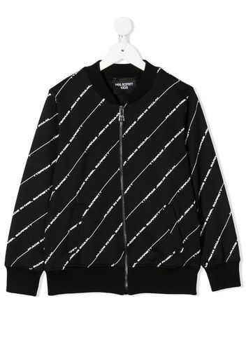 diagonal logo stripe bomber jacket