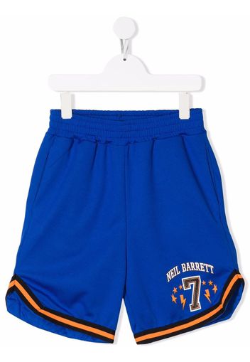 Neil Barrett Kids Number-print court shorts - Blu