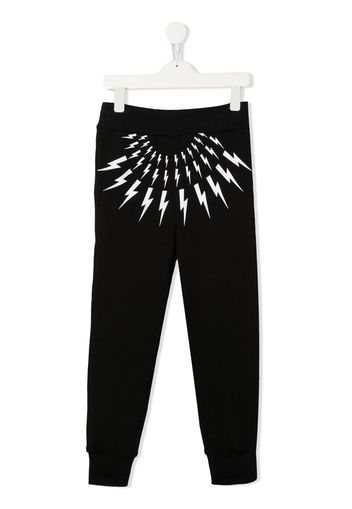 Neil Barrett Kids Pantaloni sportivi con stampa Thunderbolt - Nero