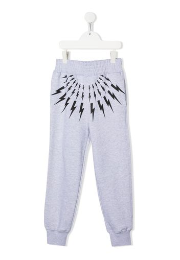 Neil Barrett Kids Joggers con stampa Fair Isle Thunderbolt - Grigio