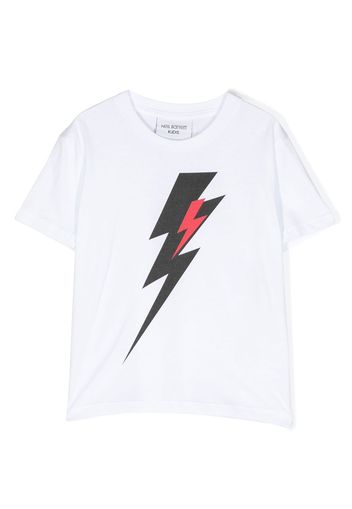 Neil Barrett Kids thunderbolt-print cotton T-shirt - Bianco