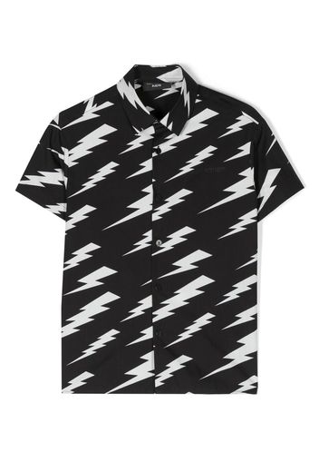 Neil Barrett Kids thunderbolt-print cotton shirt - Nero