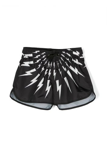 Neil Barrett Kids lightning bolt-print swim shorts - Nero