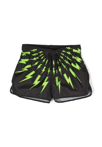 Neil Barrett Kids lightning bolt-print swim shorts - Nero