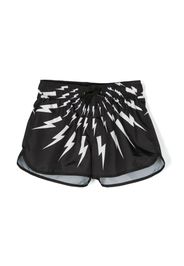 Neil Barrett Kids lightning bolt-print swim shorts - Nero