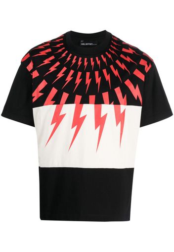 Neil Barrett Mixed Fair Isle Thunderbolt cotton T-shirt - Nero