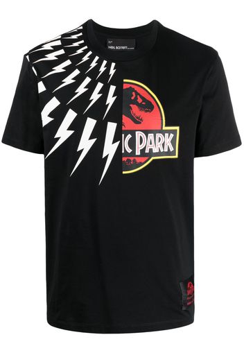 Neil Barrett Jurassic Park & Fair Isle Thunderbolt cotton T-Shirt - Nero