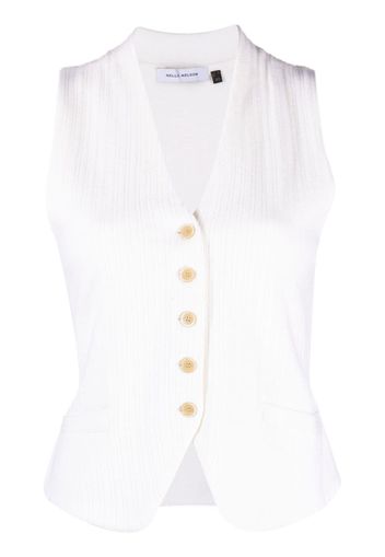 NELLS NELSON Gilet a coste con scollo a V - Bianco