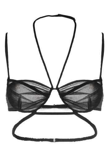 Nensi Dojaka sheer-panel halterneck bra - Nero