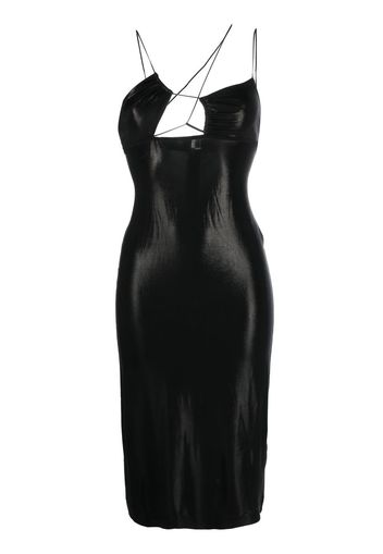 Nensi Dojaka glossy asymmetric-neck dress - Nero