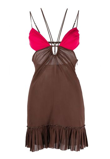 Nensi Dojaka front keyhole minidress - Marrone