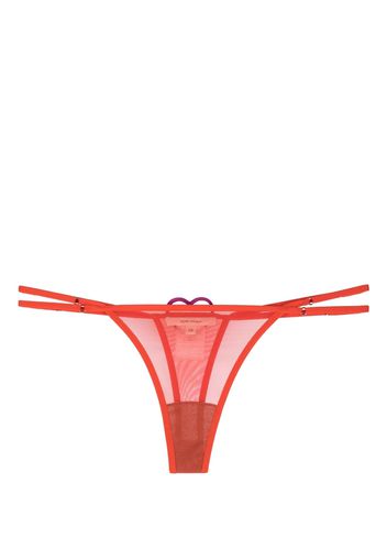 Nensi Dojaka heart-patch semi-sheer thong - Rosso