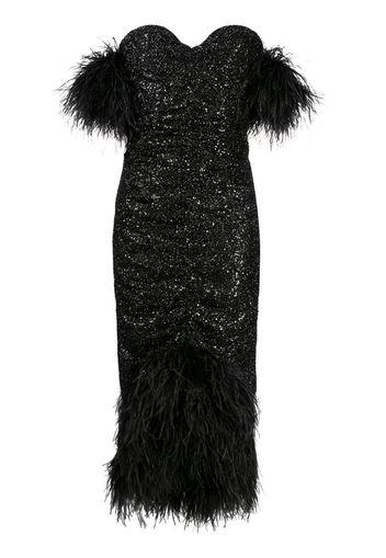 Luna feather-trimmed sequin dress