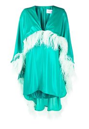 NERVI feather-trim empire asymmetric dress - Verde