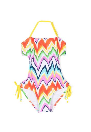 Nessi Byrd Kids zigzag-print cut-out swimsuit - Multicolore