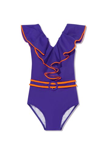 Nessi Byrd Kids V-neck belted swimsuit - Viola