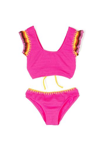 Nessi Byrd Kids ruffle-trim knitted bikini set - Rosa