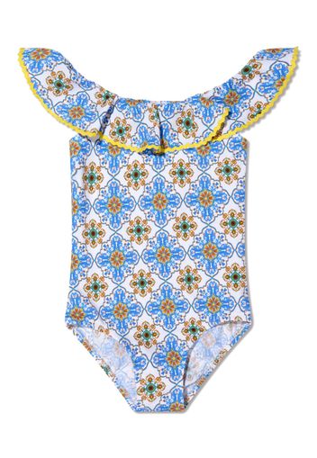 Nessi Byrd Kids Fenty geometric-print swimsuit - Blu