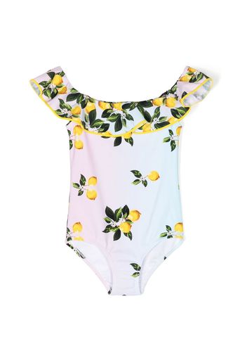 Nessi Byrd Kids lemon-print swimsuit - Multicolore