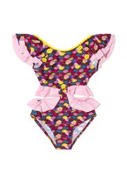 Nessi Byrd Kids cut-out detail ruffled swimsuit - Rosa