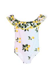 Nessi Byrd Kids lemon-print swimsuit - Multicolore