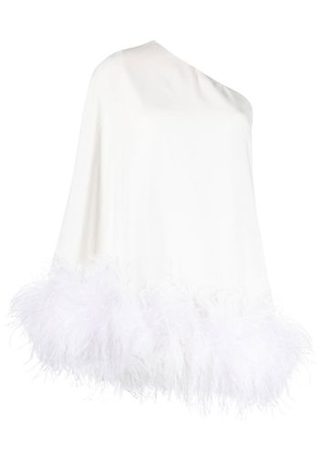 NEW ARRIVALS one-shoulder feather-trim dress - Bianco