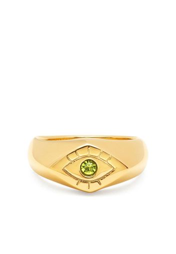 Nialaya Jewelry embellished evil-eye engraved signet ring - Oro
