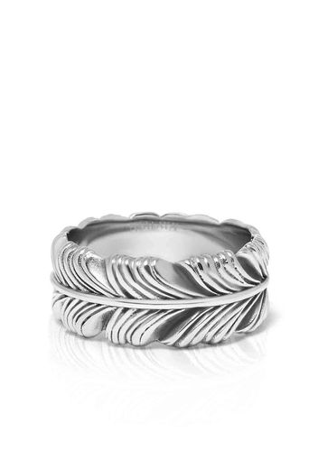 Nialaya Jewelry feather engraved ring - Argento