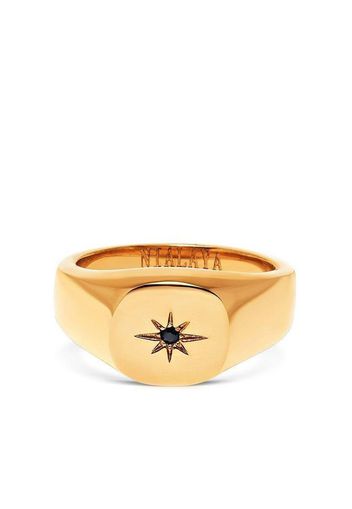 Nialaya Jewelry Skyfall Starburst signet ring - Oro